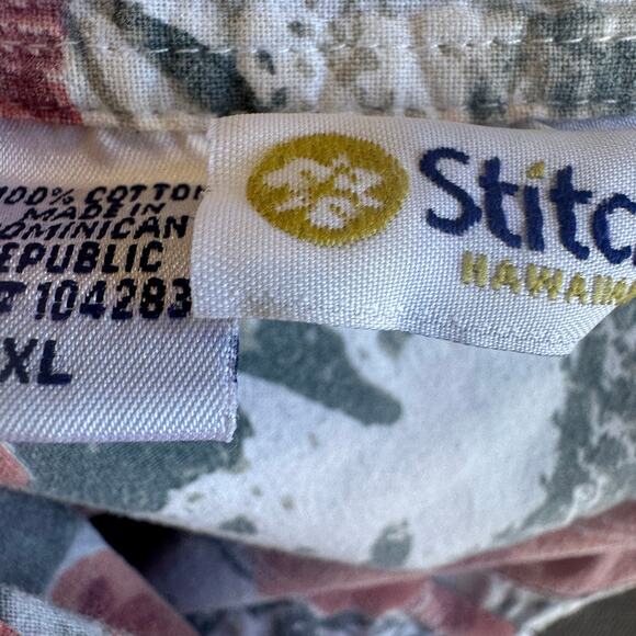 Hawaiian Shirt Tropical Button Down Crop Top One Size Oversized Hibiscus Unique - Picture 5 of 6